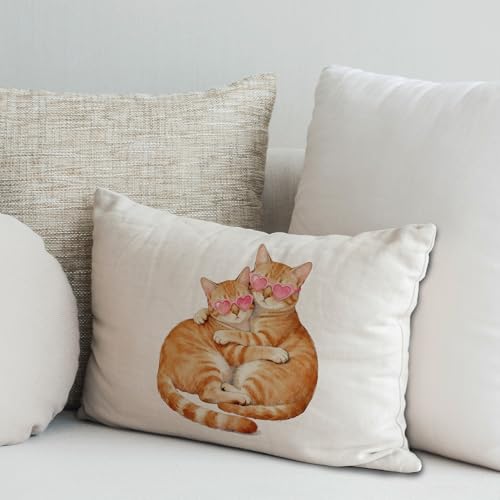 Orange Tabby Cat Gifts Lumbar Pillow Covers 12x20 - Rustic Design
