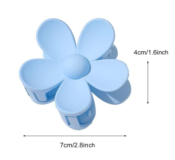 Sluswallow Large Floral Hair Claw Clip, Blue Flower Petal Hair Clip for Thick Hair
