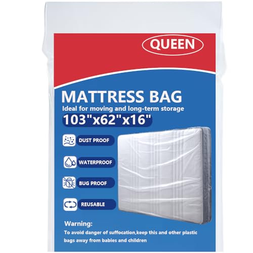 Queen Mattress Storage Bag - Tear-Resistant Plastic Protector