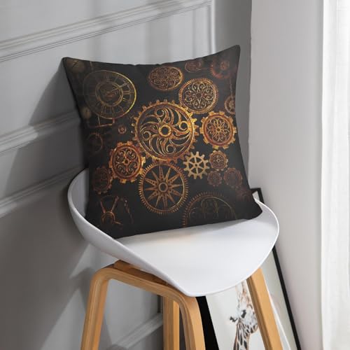 Emvency Steampunk Gears Throw Pillow Cover, 16 x 16 Inch