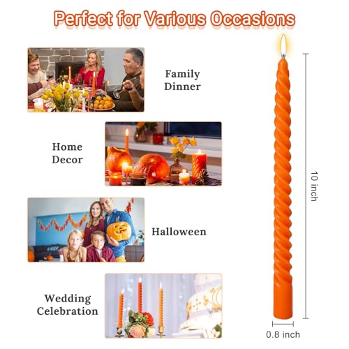 Orange Gradient Spiral Taper Candles - 10 Inch, 4 Pack for Fall & Halloween