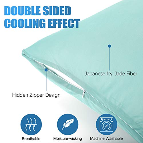 Ailemei Cooling Pillow Cases, Standard Size Set of 2, Double Sided Icy-Jade