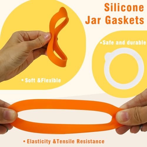 6 Pack Food Grade Silicone Jar Seals for Mason Jars - Leakproof & Airtight Gaskets