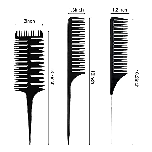 Professional 3-Way Hair Weaving and Sectioning Comb for Highlighting