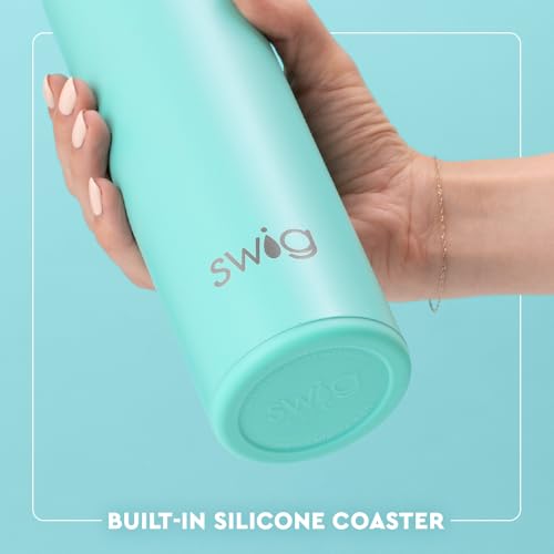Swig Life 20oz Insulated Water Bottle, Travel Water Bottle with Straw and Lid, Cup Holder Friendly, Stainless Steel (Matte Black)
