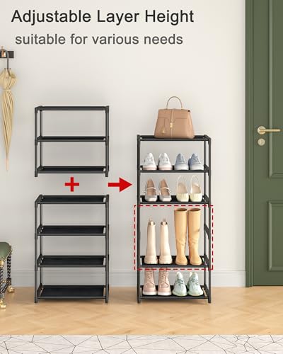 HITHIM 3-Tier Narrow Shoe Rack - Stackable Organizer for Entryway