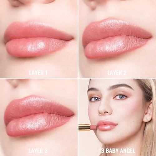 Oulac Light Pink Metallic Lipstick – Hydrating Vegan Shimmer Lip Color