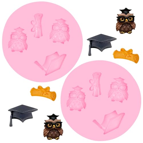 Graduation Owl Silicone Molds 2-Pack for Chocolate Candy and Fondant