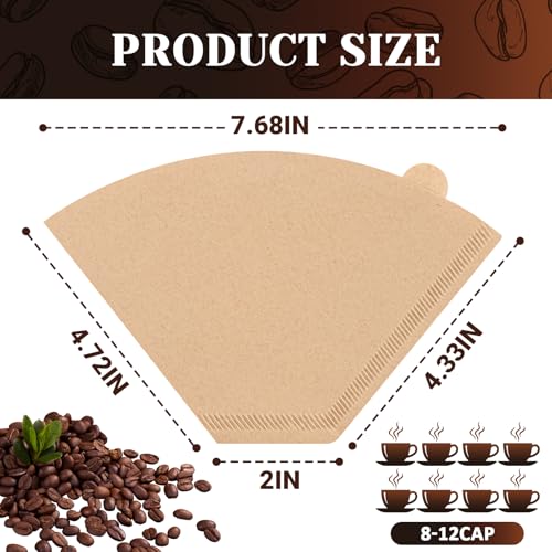 100 Count Unbleached Cone Coffee Filters #4 for 8-12 Cup Drip & Pour Over Coffee