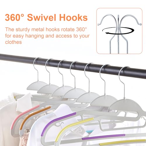 VECELO 25 Pack Coat Hangers, Premium Quality Plastic Suit Clothes Hanger, Non-Slip, Heavy-Duty, S-Shaped Opening, 360¨¬ Swivel Hook, Space-Saving for Bedroom Closet