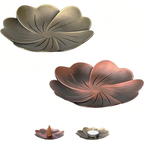 2-Pack Brass & Bronze Incense Holders for Cones & Candles