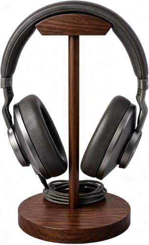 Walnut Wooden Headphone Stand - Desktop Headset Hanger & Display Holder