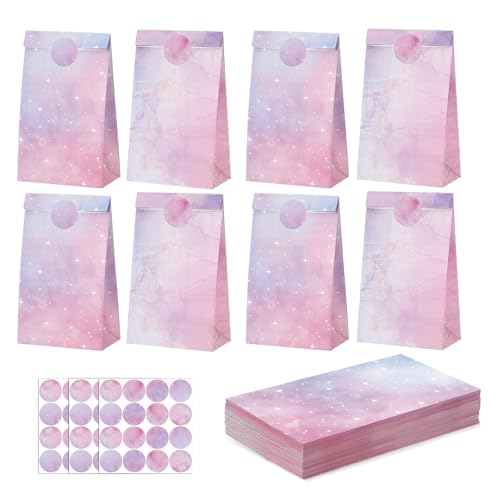 Woric 36PCS Pink & Purple Party Favor Bags with Stickers