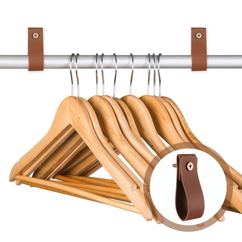 6 Pcs Brown PU Leather Wall Hooks - Boho Style Hanging Straps for Towels