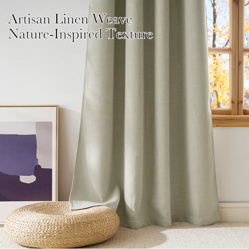 NICETOWN Linen Beige Blackout Curtains 42" x 63" (Set of 2) - Grommet Top Privacy Panels for Living Room & Kitchen