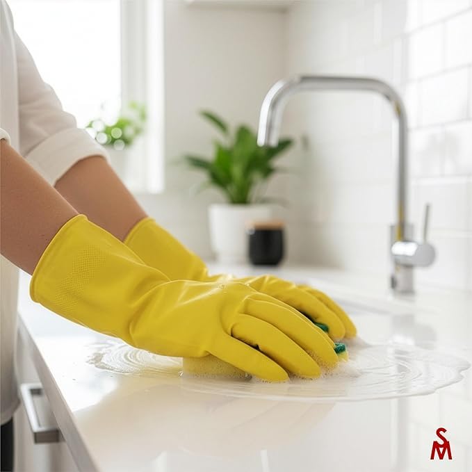 SteadMax Large Reusable Rubber Cleaning Gloves - 3 Pairs, Non-Slip