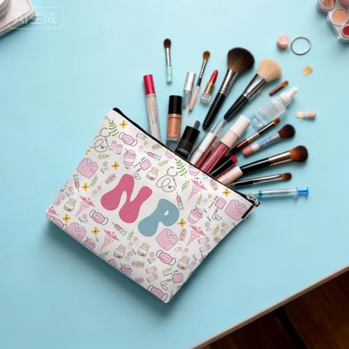 Nurse Makeup Bag Canvas Zipper Pouch for RN NP Graduation Gifts