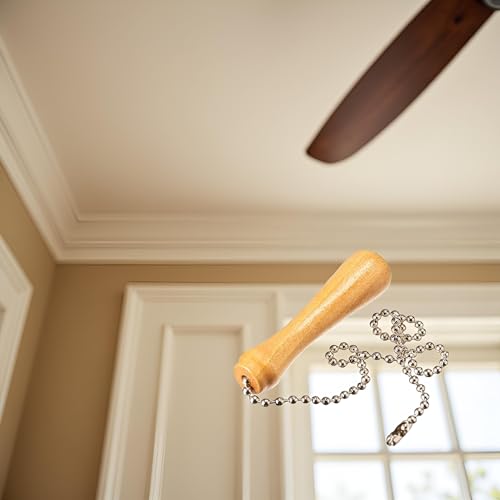Zhuluck 12-Inch Wood Beaded Ceiling Fan Pull Chain Extension with Brass Connector