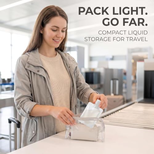 Yxinjy 10 Pcs Clear Travel Squeeze Pouches 30ml Refillable Toiletry Bags