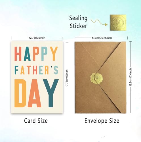 Father's Day Card for Dad - WX-429 with Kraft Envelope & Gold Seal