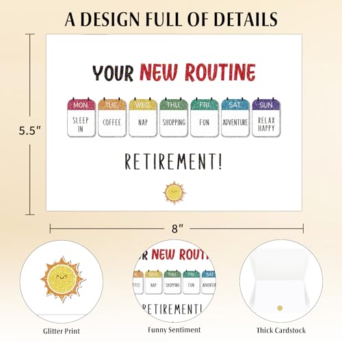 Funny Retirement Card for Men and Women with Envelope - 5.5"x8"