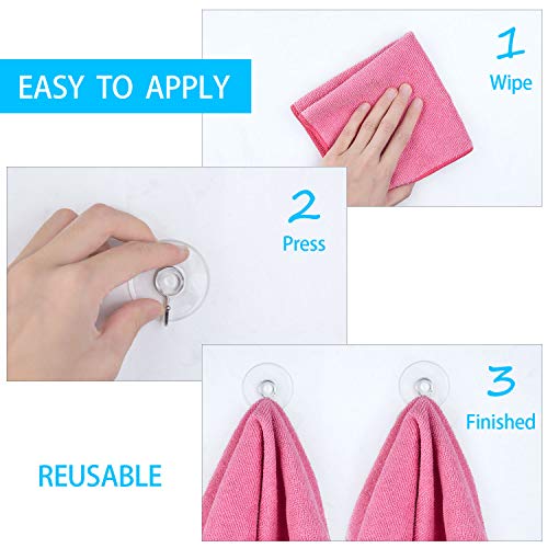 Awpeye 40-Pack Clear Suction Cup Hooks - 1.8" Heavy Duty PVC Wall Hooks