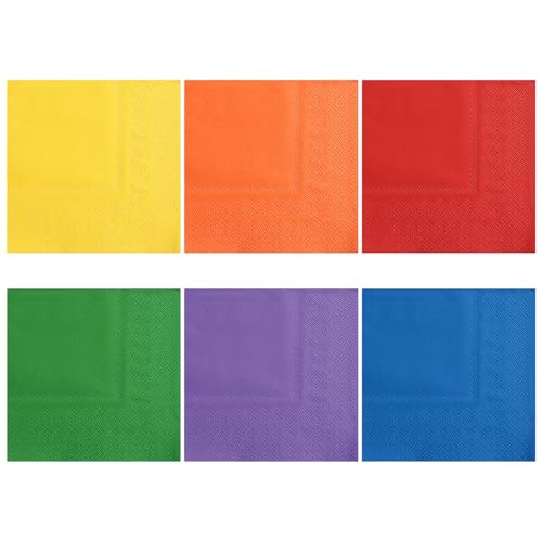 Rainbow Cocktail Napkins - 120 Pack 5x5 Inch Disposable Paper Napkins