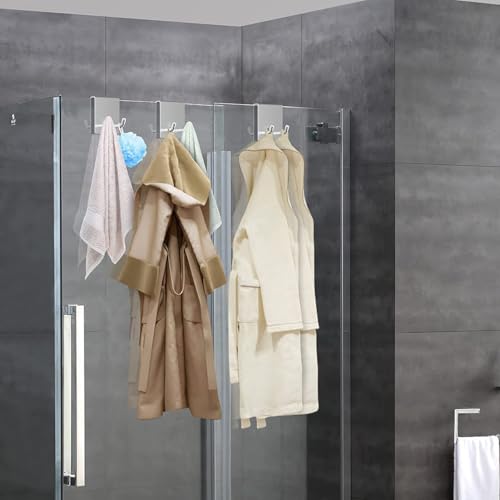 Stainless Steel Bathroom Hook for Frameless Shower Doors - No Drill