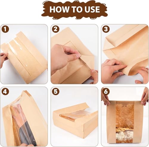 30 Pack Bread Paper Bags with Window & Labels - Homemade Bread Storage Bags