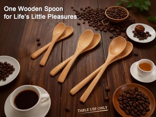 6-Piece Handcrafted Beech Wood Spoon Set - Assorted Sizes for Tea & Honey