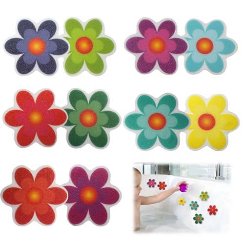 10 Non-Slip Bathtub Stickers - Adhesive Floral Decals for Safety
