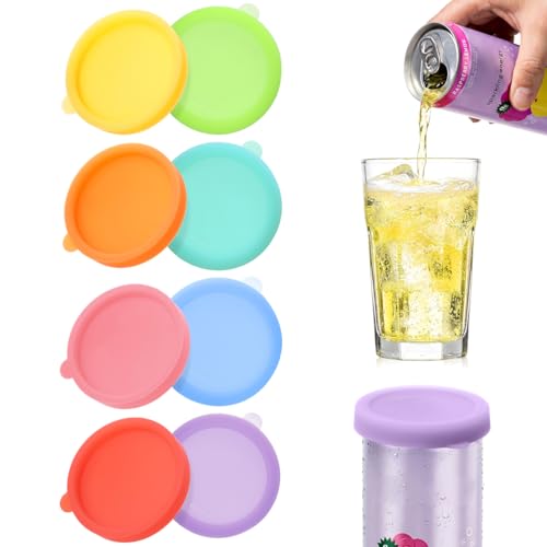 Aieve Silicone Soda Can Lids - 8 Pack Reusable Beverage Covers