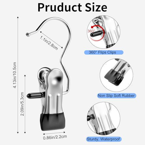 Senbowe 30 Pack Heavy Duty Stainless Steel Laundry Hooks - Multi-Color