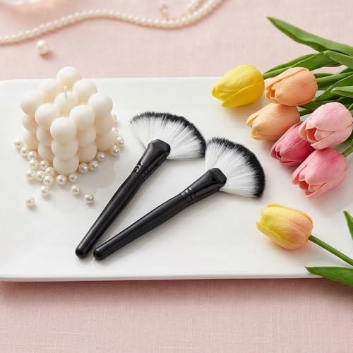 Ymapinc 2-Piece Fluffy Fan Makeup Brush Set for Highlighter & Powder