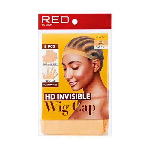 Red by Kiss HD Invisible Wig Cap - Ultra-Thin & Natural Dark Beige 2 Pack