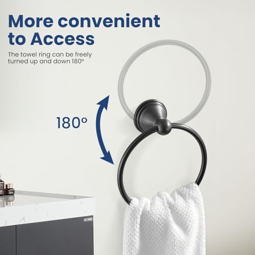 Sagetta Matte Black Towel Ring - 5.5-Inch Wall Mount Holder