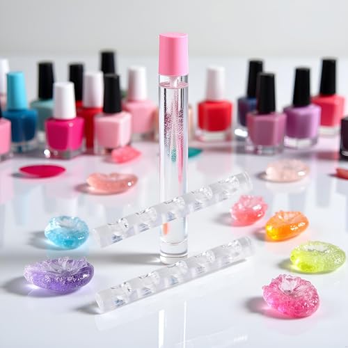 Czhotg 2-Pack Transparent Acrylic Nail Art Brush Holder and Stand for 5 Pens