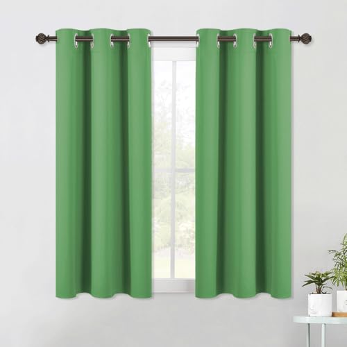 NICETOWN Forest Green Short Blackout Curtains, 42x45 Inch Grommet Panels (2)