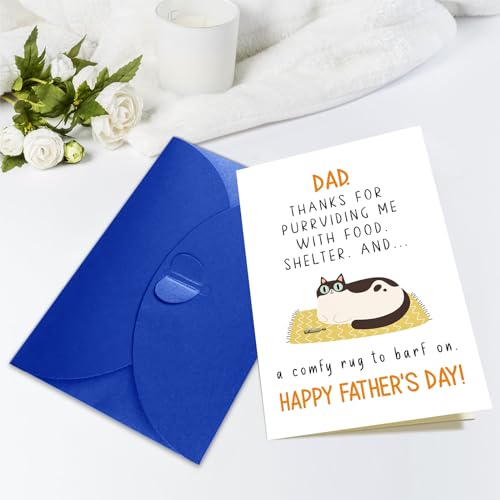 Funny Cat Dad Father's Day Card with Envelope | Gift for Cat Lovers