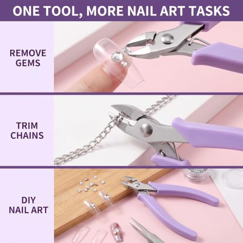 Purple Nail Art Pliers for Rhinestones Wire Cutting and Removal