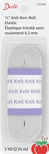 Dritz Non-Roll Knit Elastic 1/4" x 3 Yards - Soft Comfort Stretch for Waistbands & Sleeves
