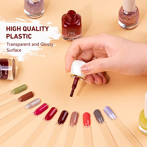 Subay 100pcs Clear Fan-shaped Nail Swatches Sticks with Ring Holder