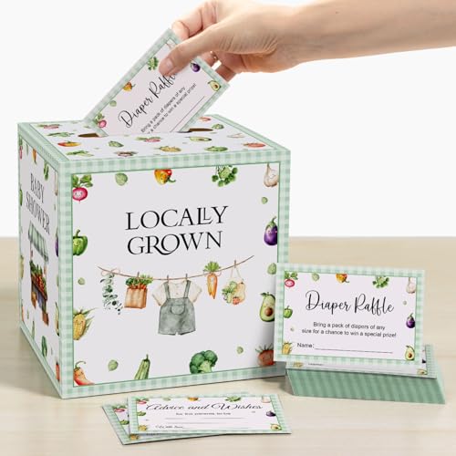 Locally Grown Baby Shower Diaper Raffle Box with 50 Tickets