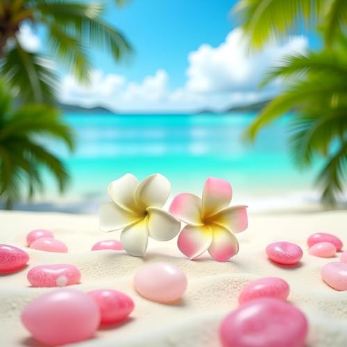 ZLmoue Hawaiian Plumeria Hair Flower Clips 4Pcs 7cm White and Pink
