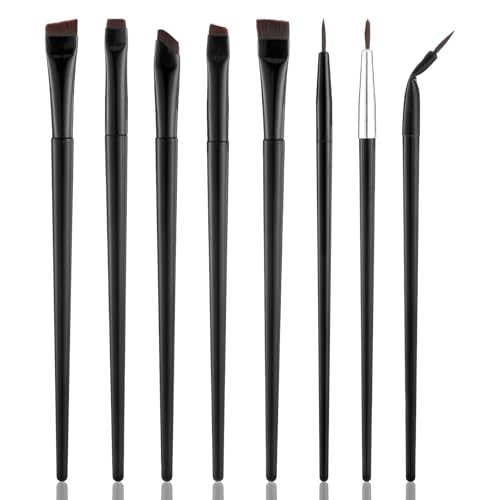 Styquenzer 8 Pcs Eyeliner Brush Set - Angled, Flat & Fine Point Eye Brushes