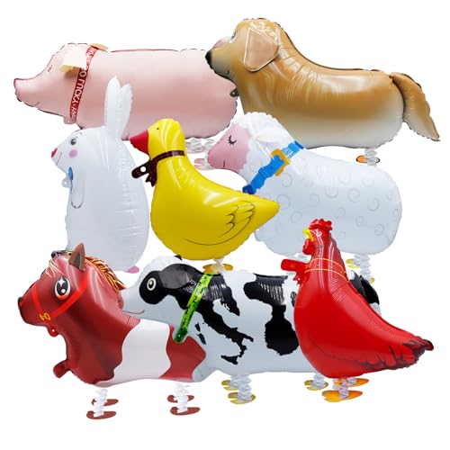 8-Pack Farm Animal Balloons | Reusable Foil Party Decorations