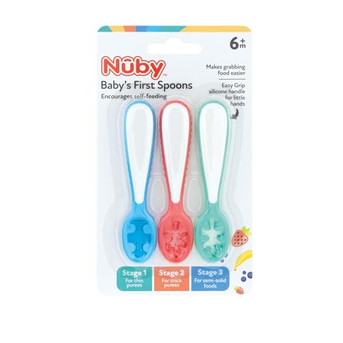 Nuby Baby's First Spoons Set - 3 Pack for Easy Self-Feeding