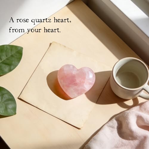 Rose Quartz Heart Pocket Hug for Girlfriend - Natural Keepsake Gift