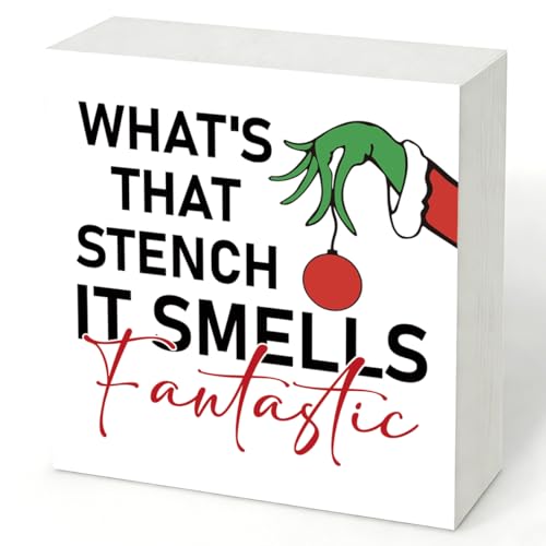Funny Christmas Bathroom Wooden Box Sign - 5" x 5" Farmhouse Decor