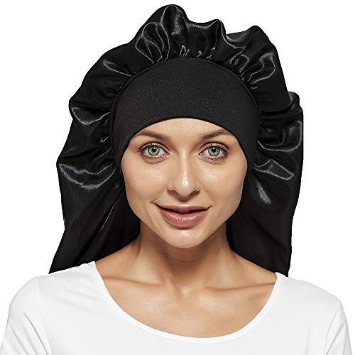 Extra Large Satin Braid Bonnet for Sleeping, 27-Inch Long Hair Wrap Cap